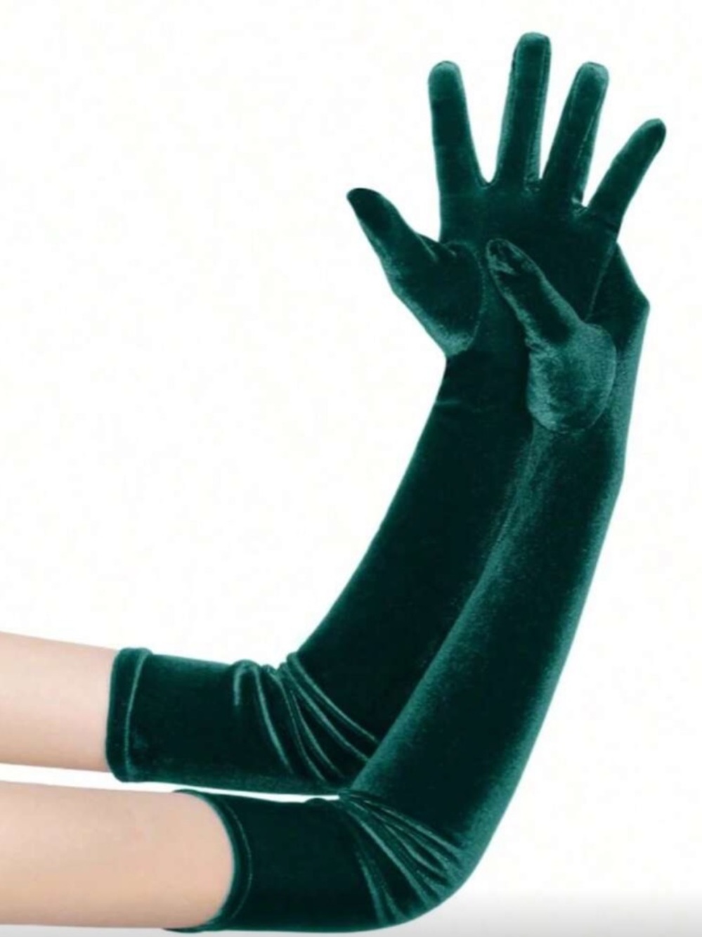 Elegant Emerald Green Velvet Opera Gloves